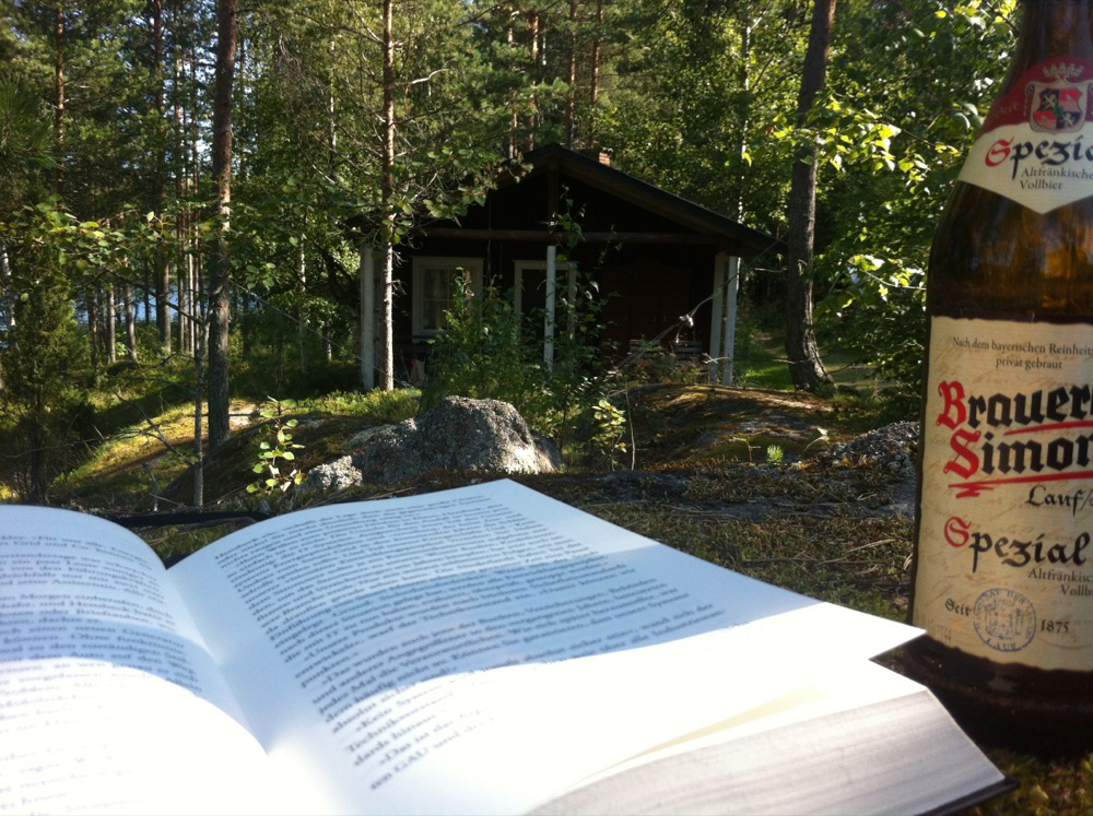 a man, a book and a beer